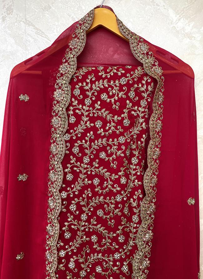 Pure Georgette Pink Wedding Wear Hand Work Punjabi Dress Material